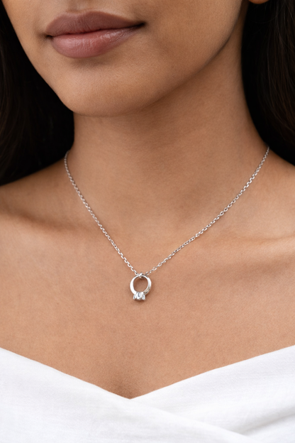 Silver Solitaire Ring Necklace