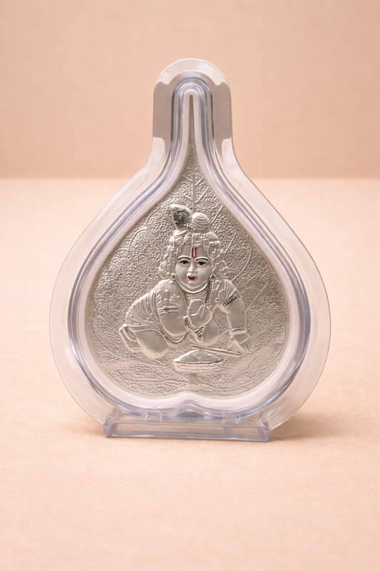 Pure Silver Bal Gopal Leaf Photo Frame | 999 Silver Hallmarked | (Small)