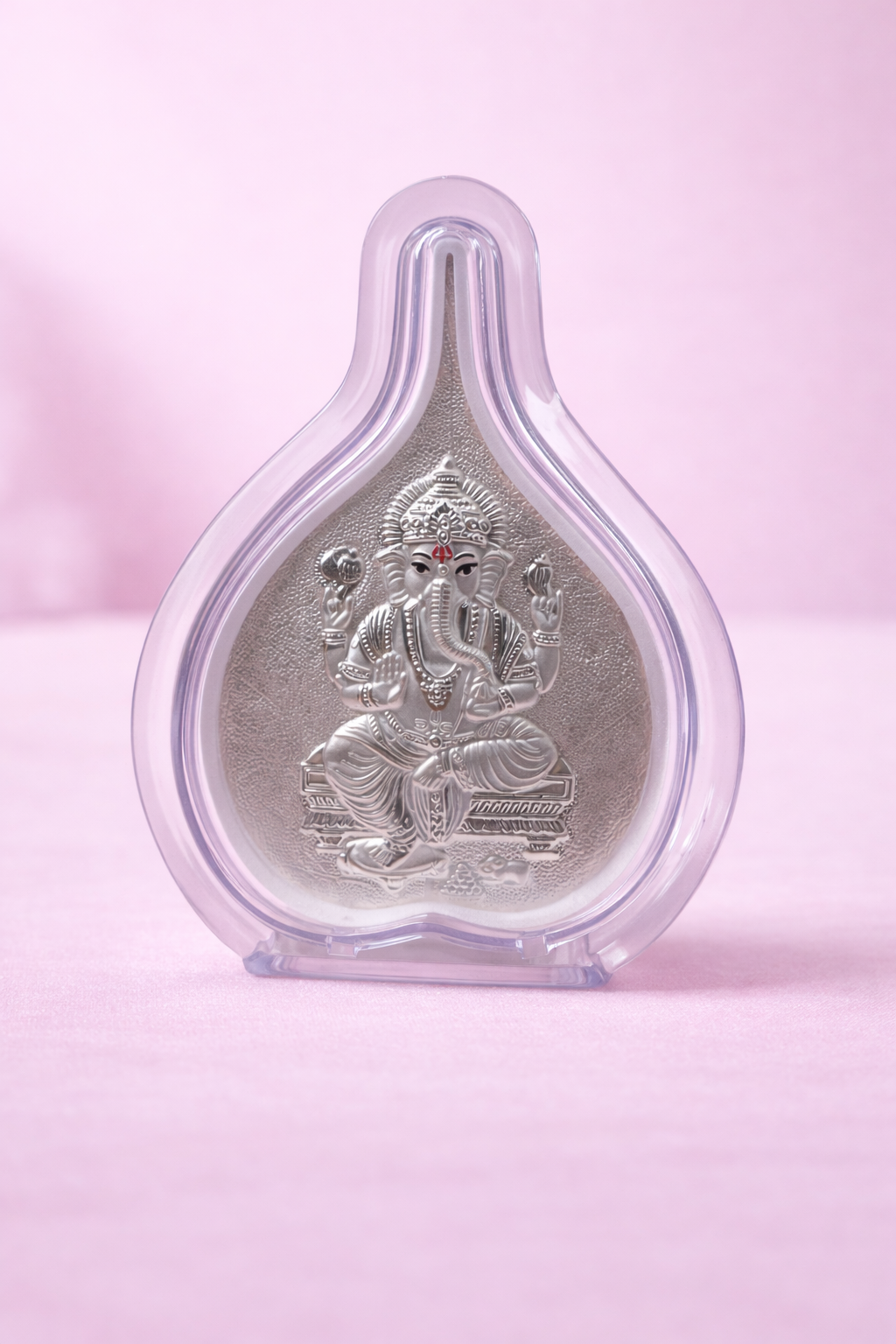 Pure Silver Ganesh Ji Leaf Photo Frame | 999 Silver Hallmarked | (Medium)
