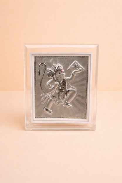 Pure Silver Hanuman Ji Leaf Photo Frame | 999 Silver Hallmarked