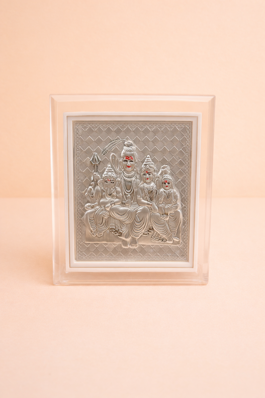 Pure Silver Shiv Parivar Photo Frame | 999 Silver Hallmarked