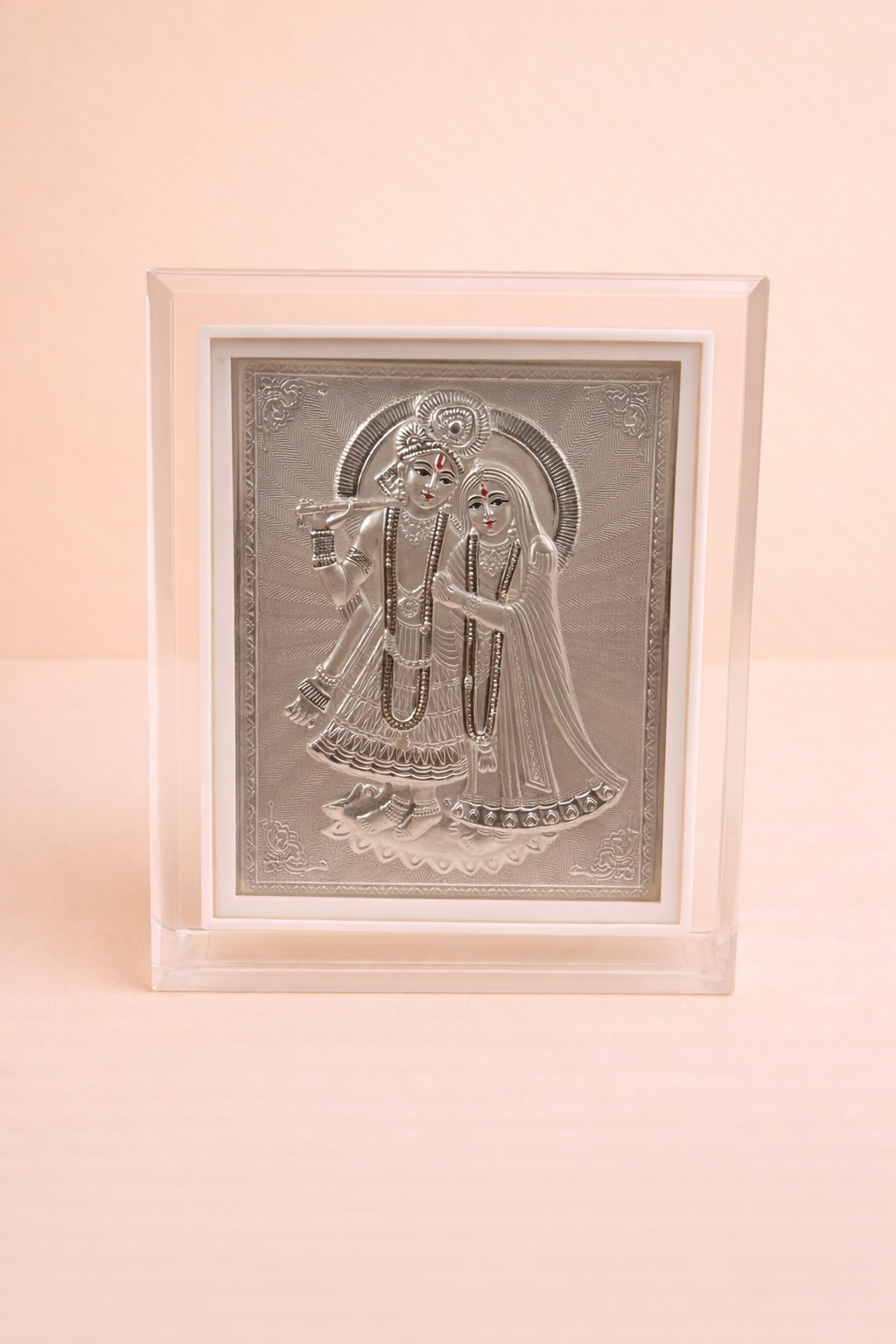 Pure Silver Radha Krishna Photo Frame | 999 Silver Hallmarked