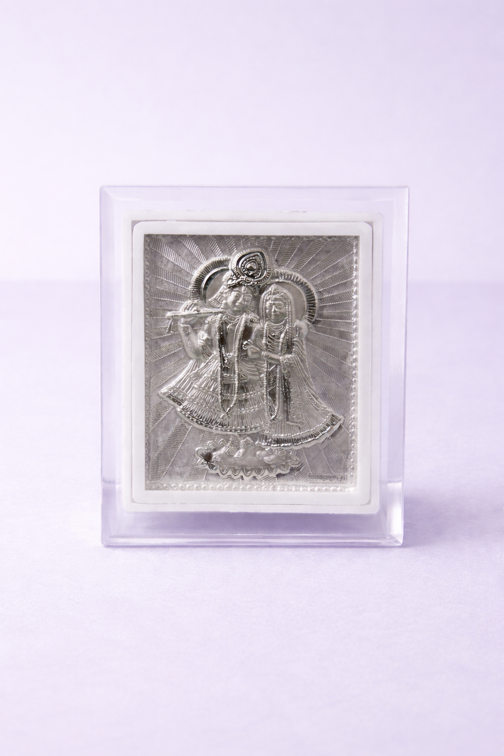 Pure Silver Radha Krishna Photo Frame | 999 Silver Hallmarked | (Small)