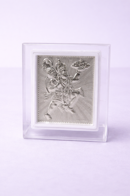 Pure Silver Hanuman Ji Photo Frame | 999 Silver Hallmarked | (Small)
