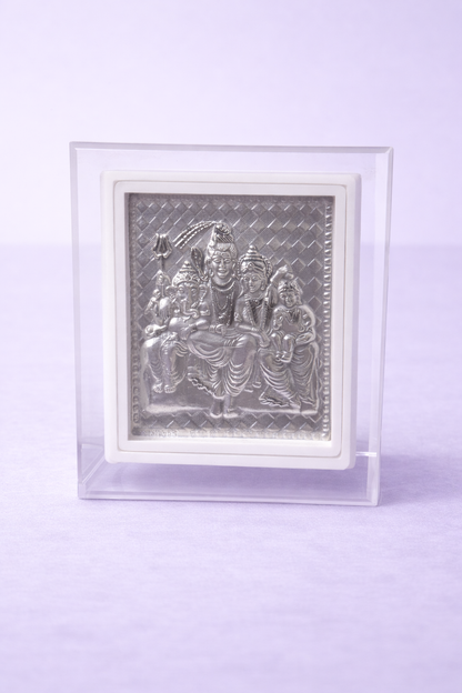 Pure Silver Shiv Parivar Photo Frame | 999 Silver Hallmarked | (Small)