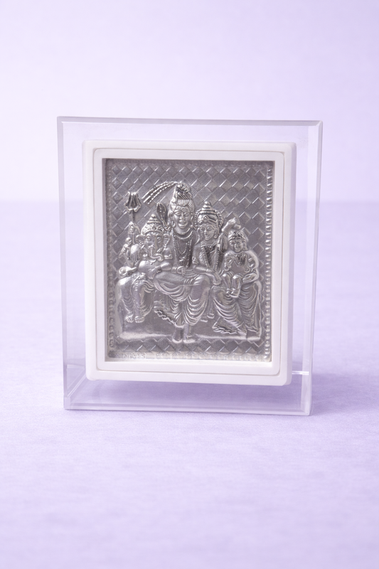 Pure Silver Shiv Parivar Photo Frame | 999 Silver Hallmarked | (Small)