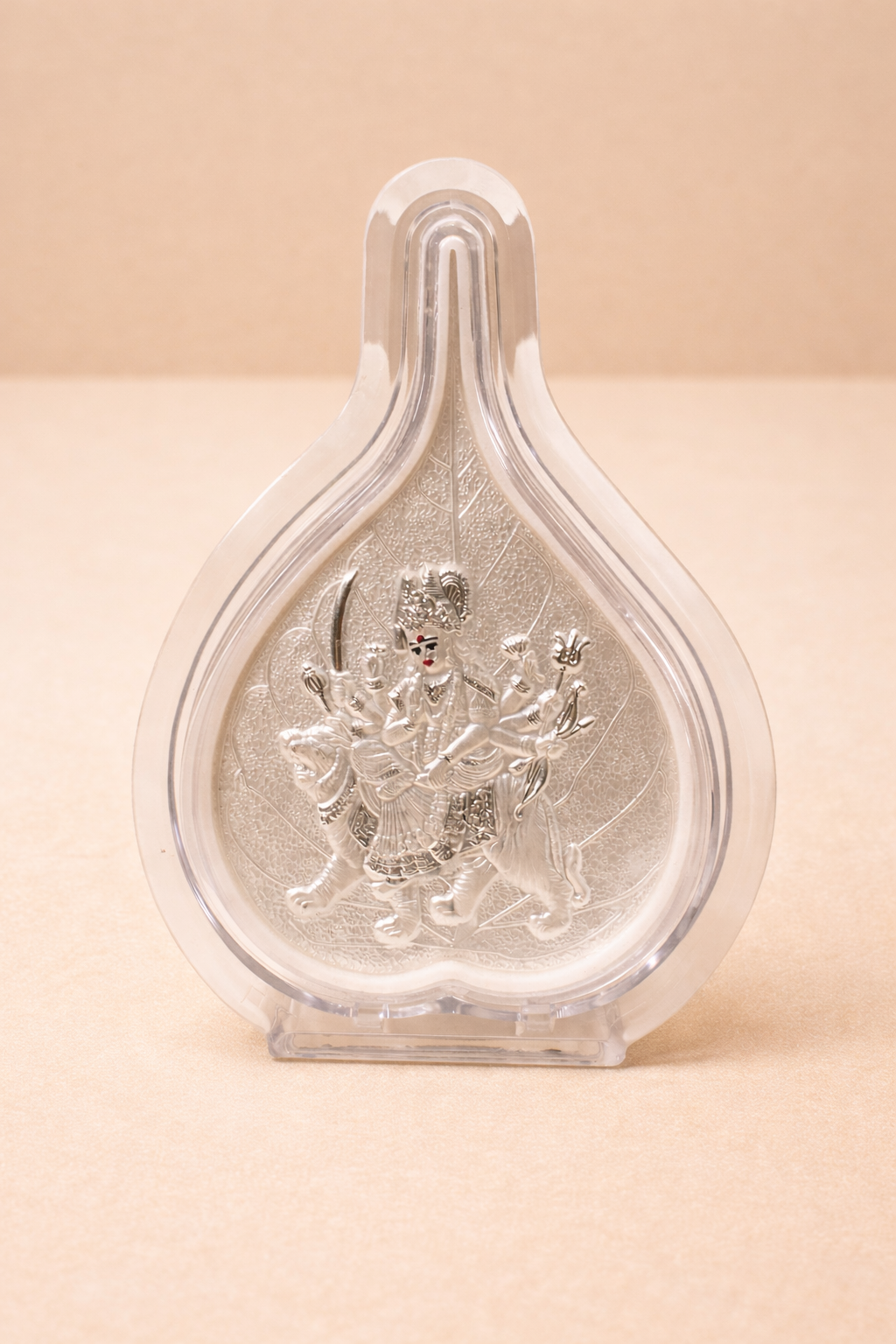 Pure Silver Durga Ma Leaf Photo Frame | 999 Silver Hallmarked | (Small)
