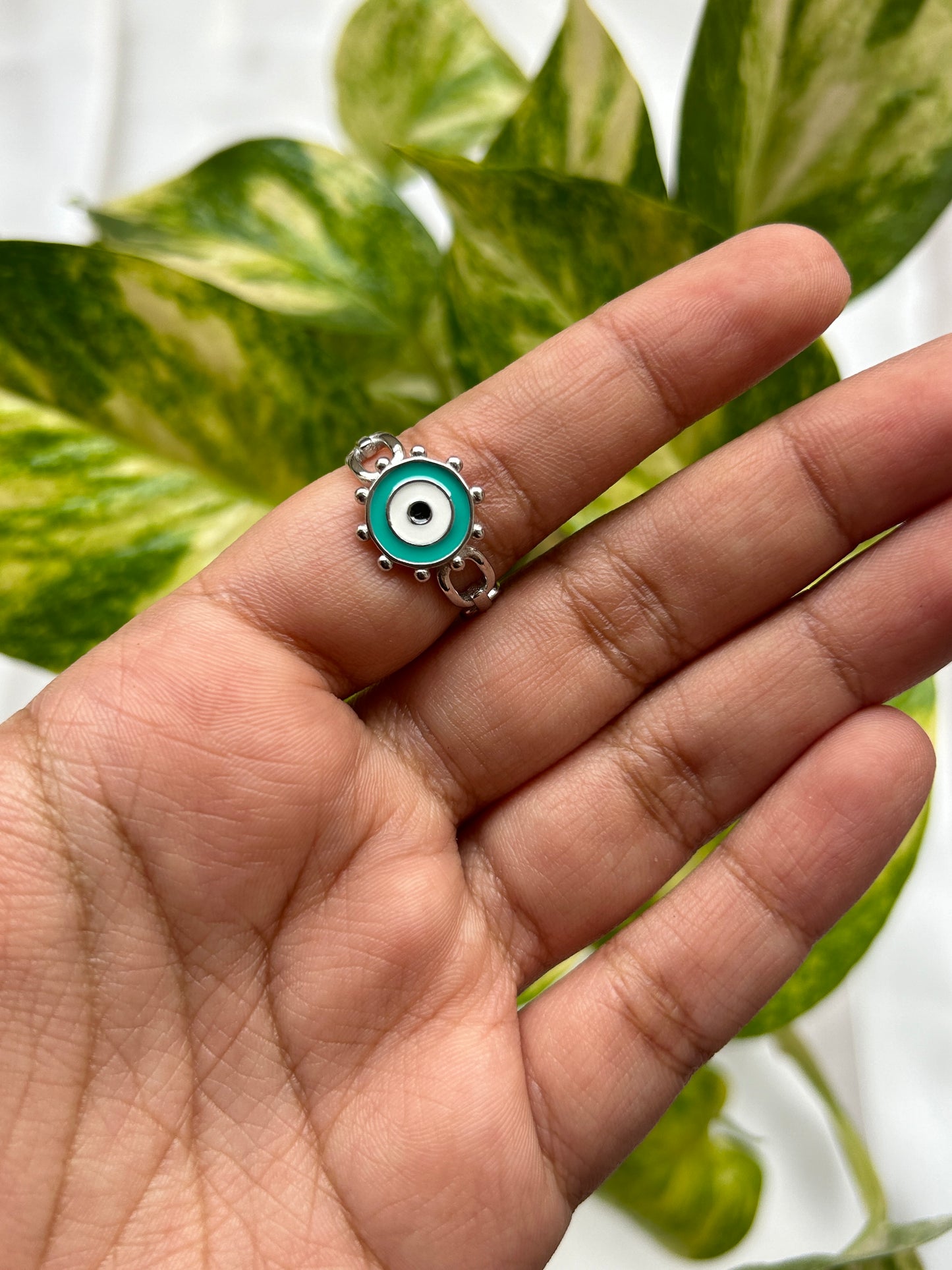 Silver Evil Eye Ring Celestial