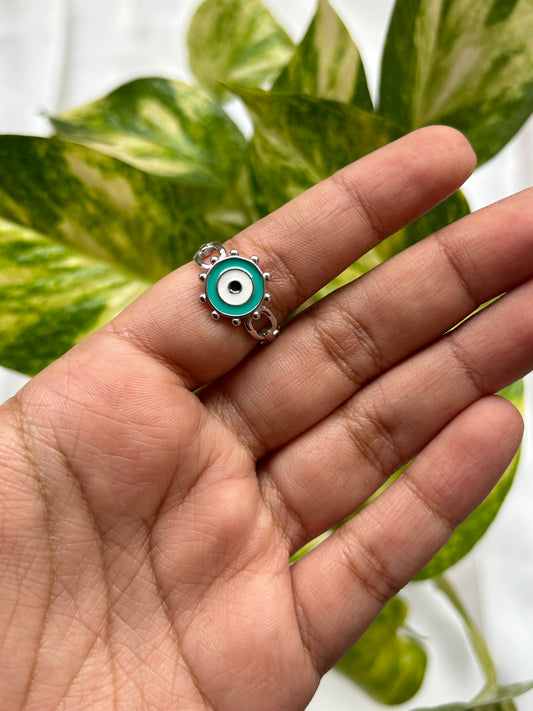 Silver Evil Eye Ring Celestial