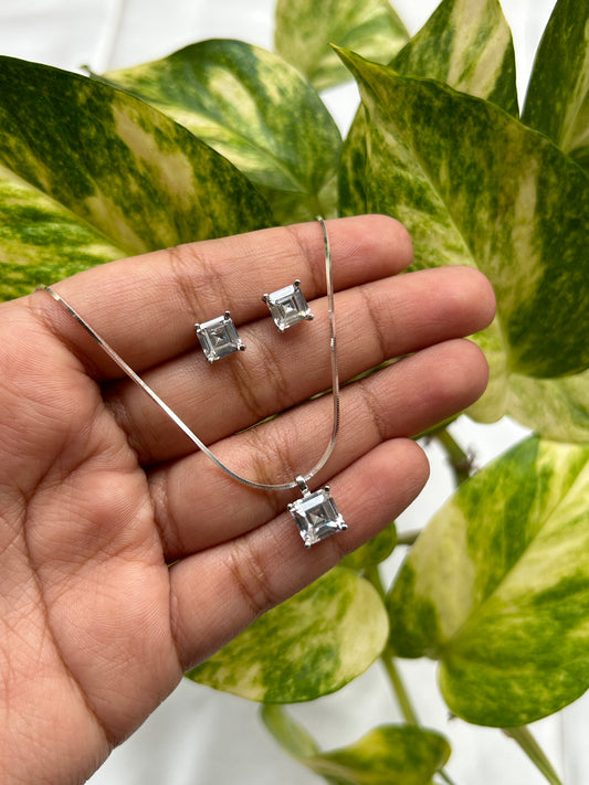Silver Ice Cut Pendant Set (Big)