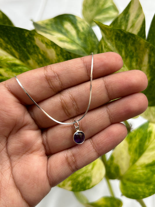 Silver Purple Amethyst Pendant