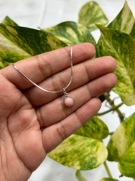 Silver Pink Rose Quartz Pendant