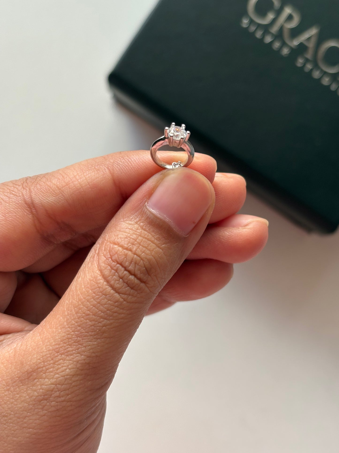 Silver Solitaire Ring Necklace