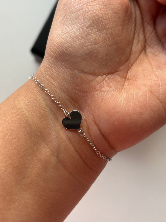 Silver Modern Heart Bracelet