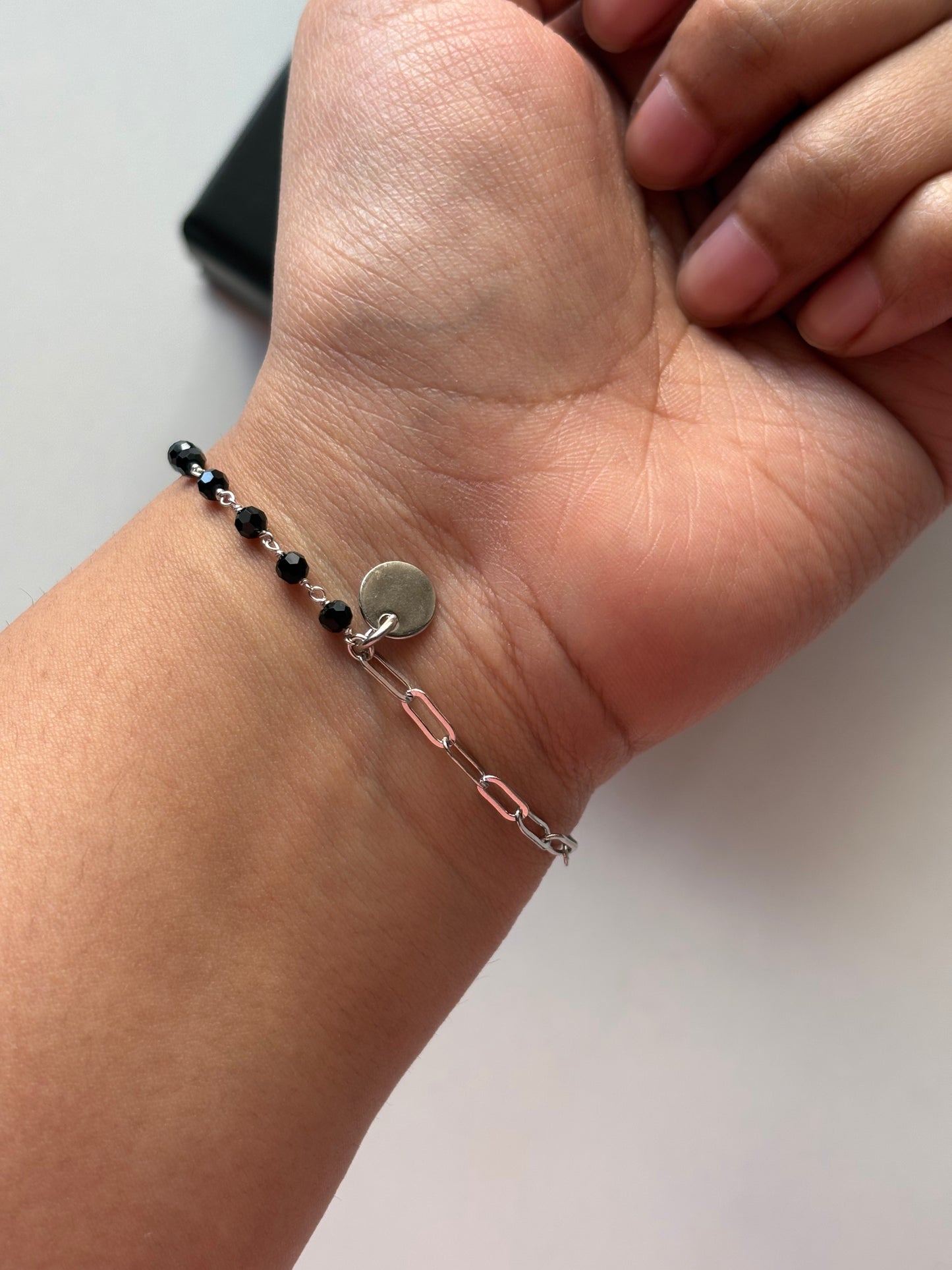 Silver Link & Bead Bracelet