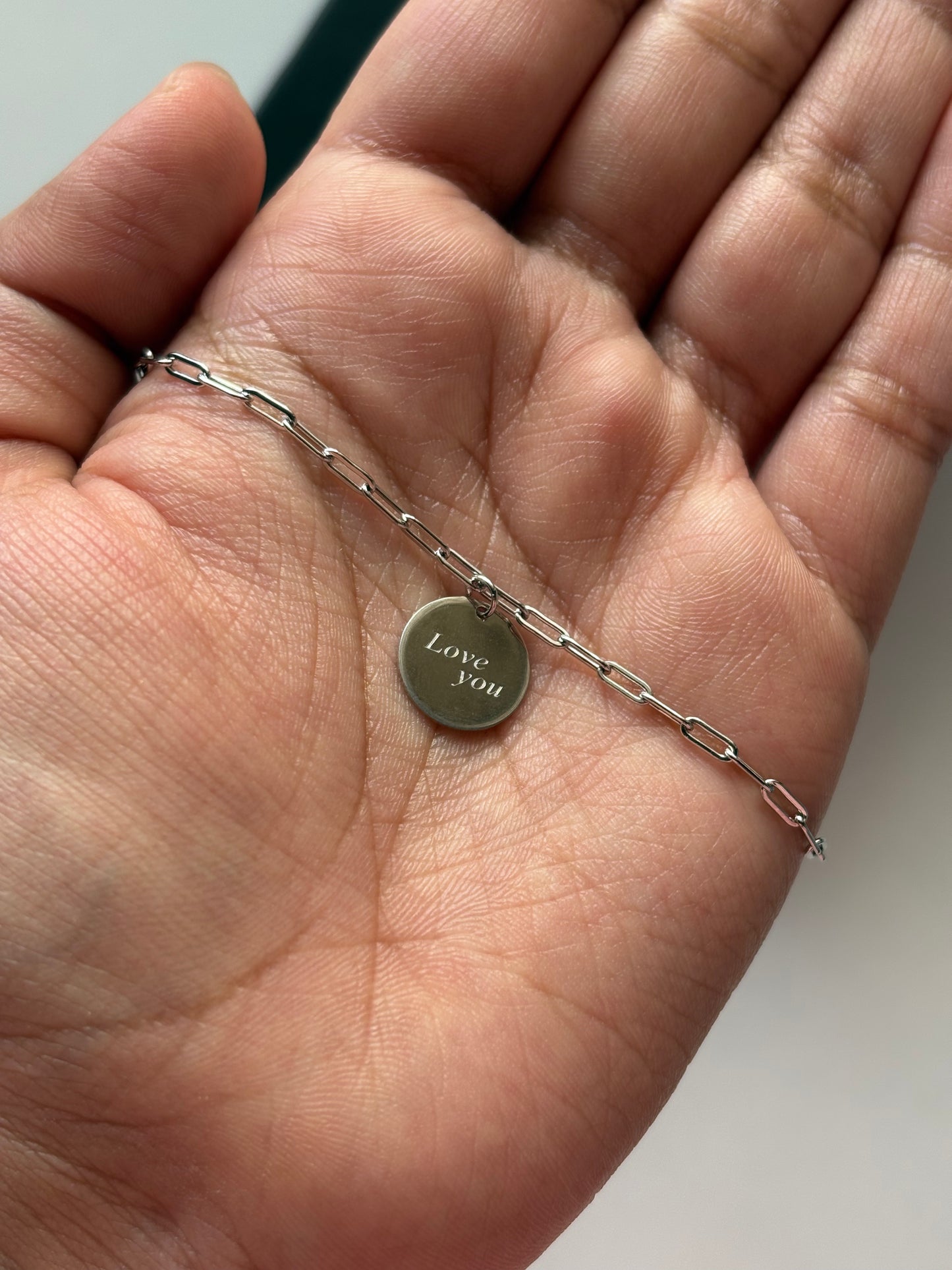 Silver Engraved Love Link Bracelet