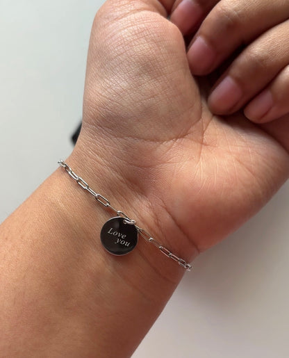 Silver Engraved Love Link Bracelet