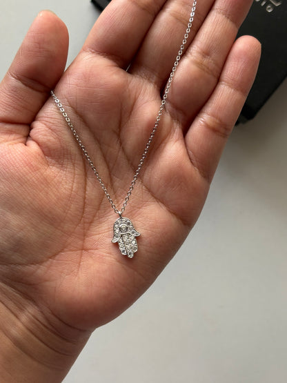 Silver Hand of Hamsa Necklace