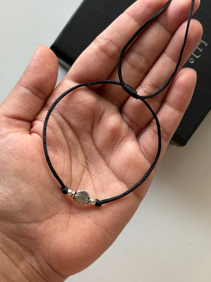 Silver Charm Black Thread Nazariya Anklet