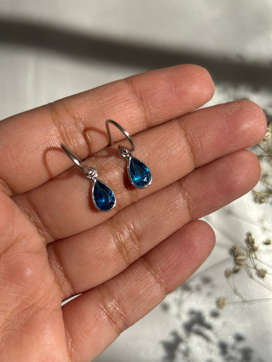 Silver Aquamarine Dainty Earrings