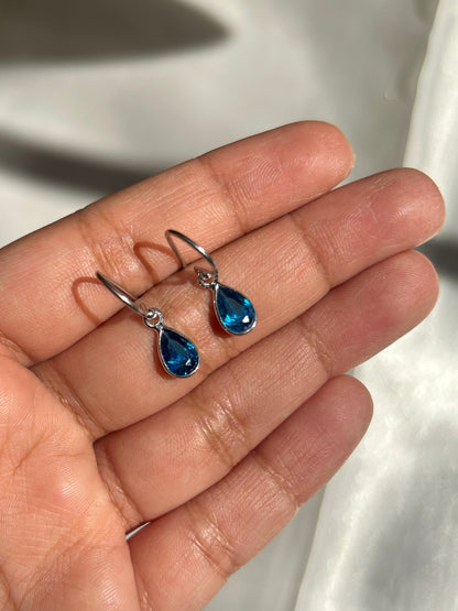 Silver Aquamarine Dainty Earrings