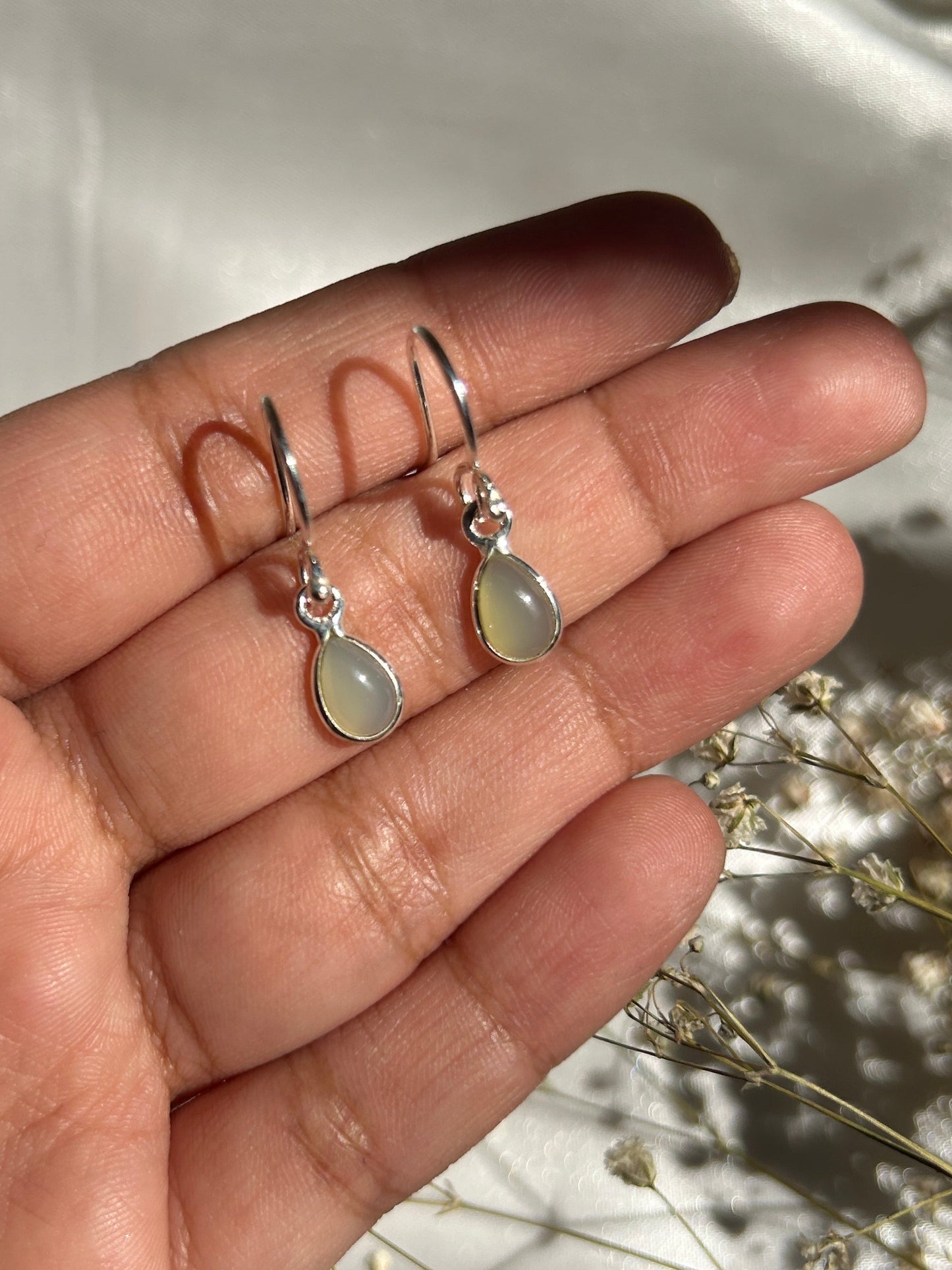 Silver Aventurine Dainty Earrings