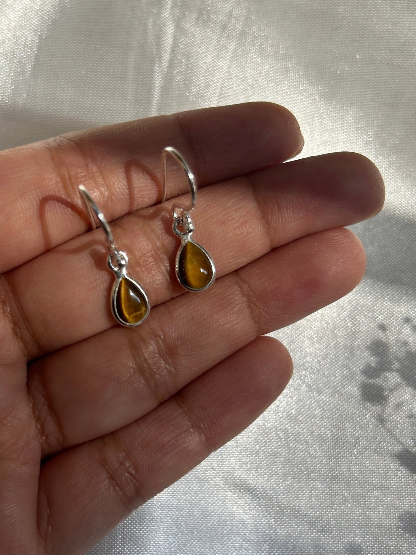 Silver Cat's Eye Dainty Earrings