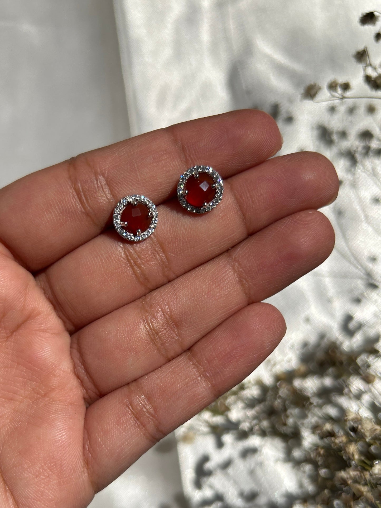 Silver Carnelian Studs