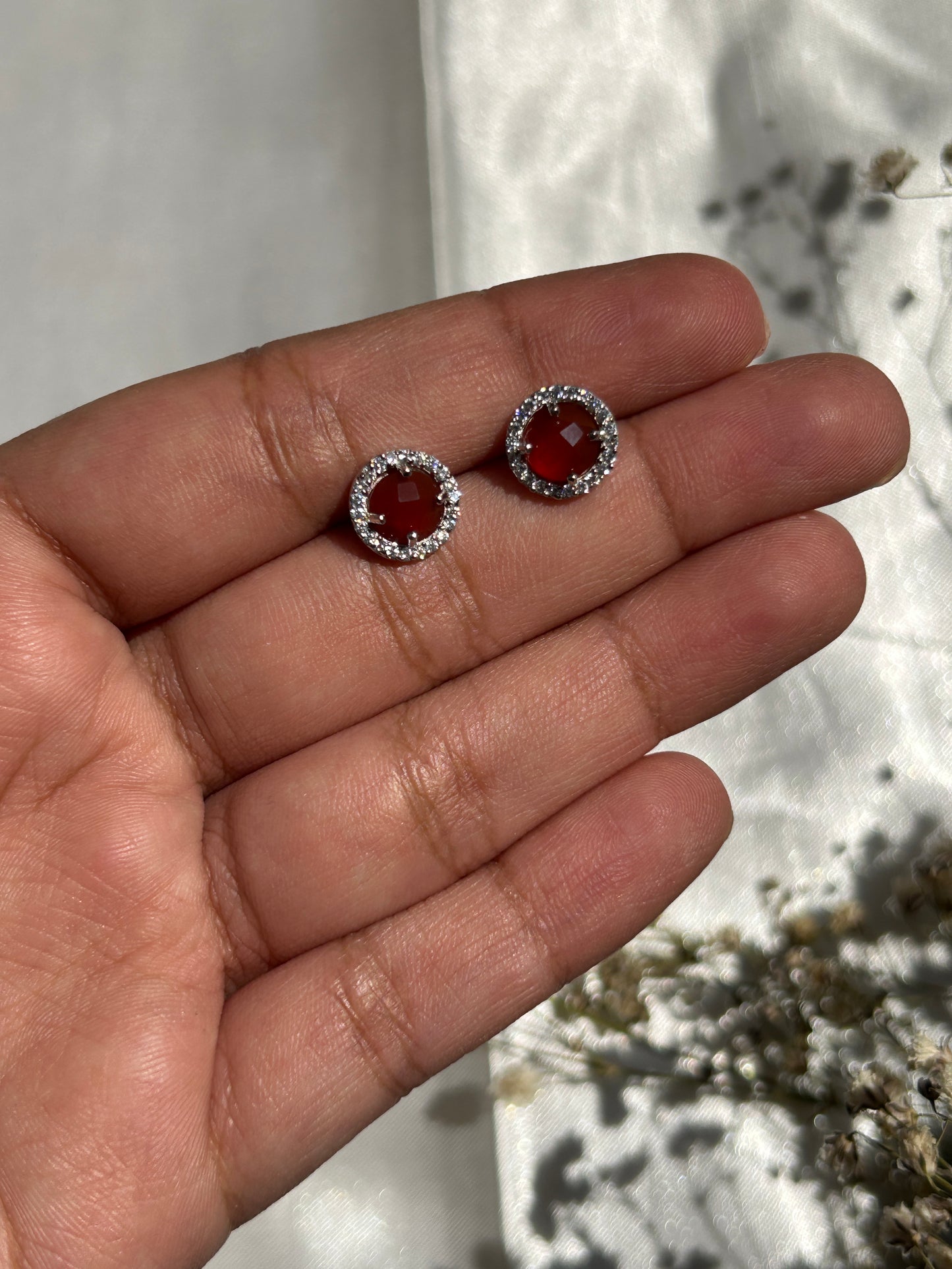 Silver Carnelian Studs