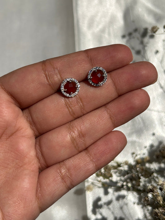 Silver Carnelian Studs