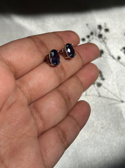 Silver Tanzanite Oval Studs
