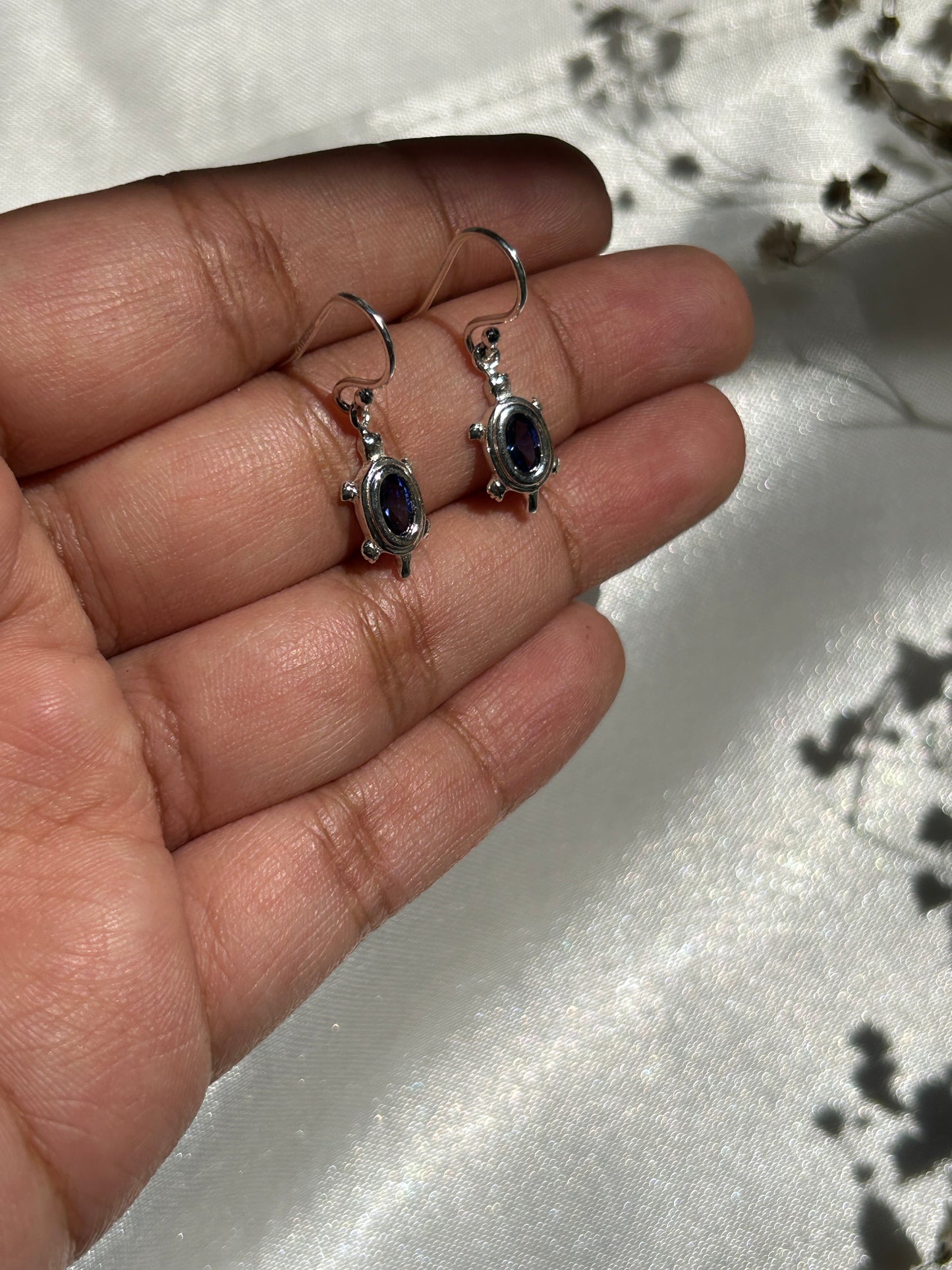 Silver Tanzanite Tortoise Earrings