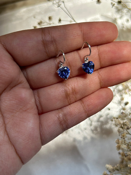 Silver Tanzanite Heart Earrings