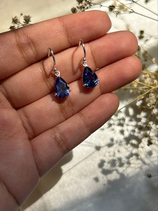 Silver Tanzanite Tear Drop Earrings