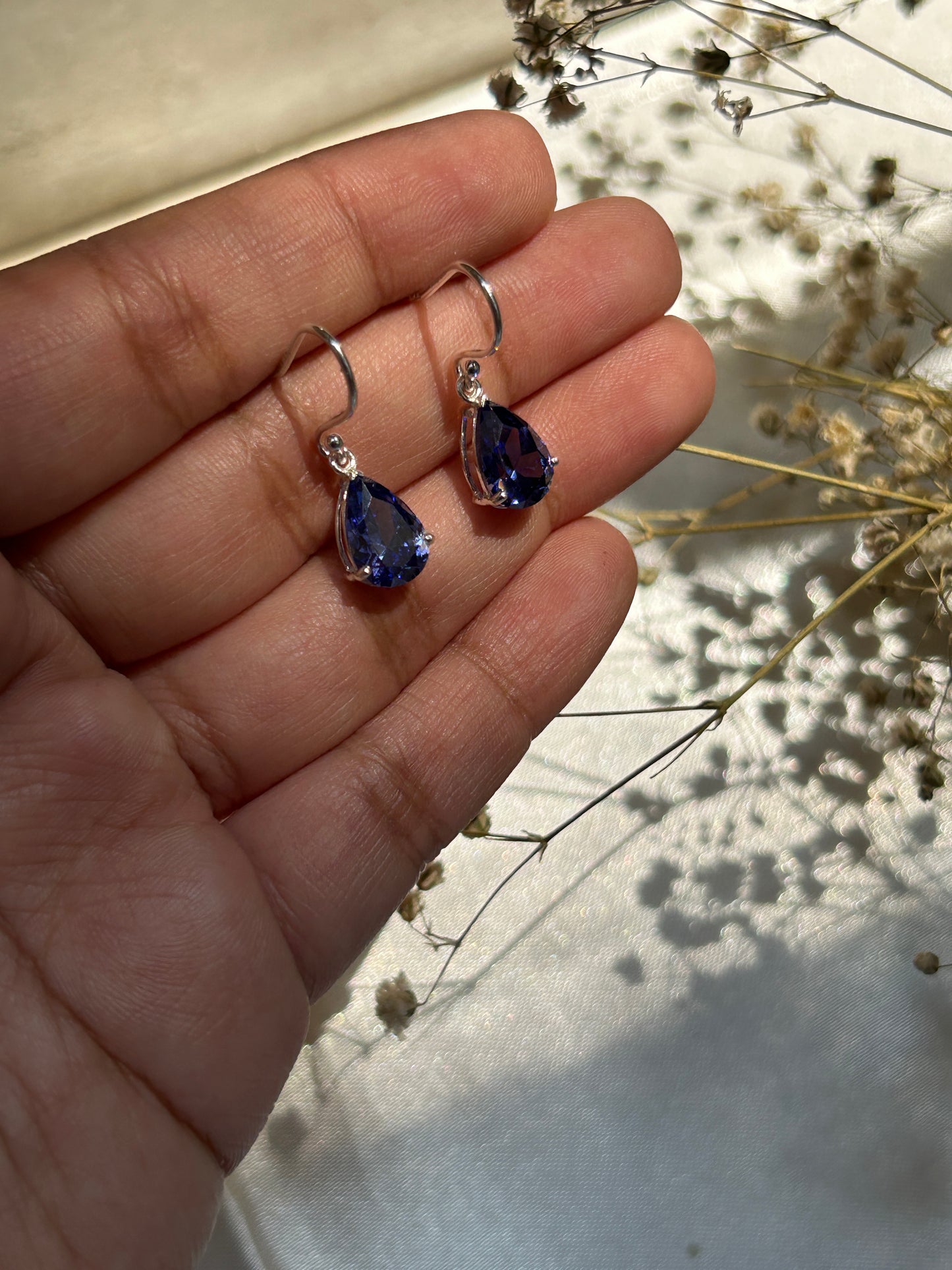 Silver Tanzanite Tear Drop Earrings