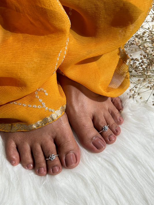 Silver Rose Flower Toe Ring