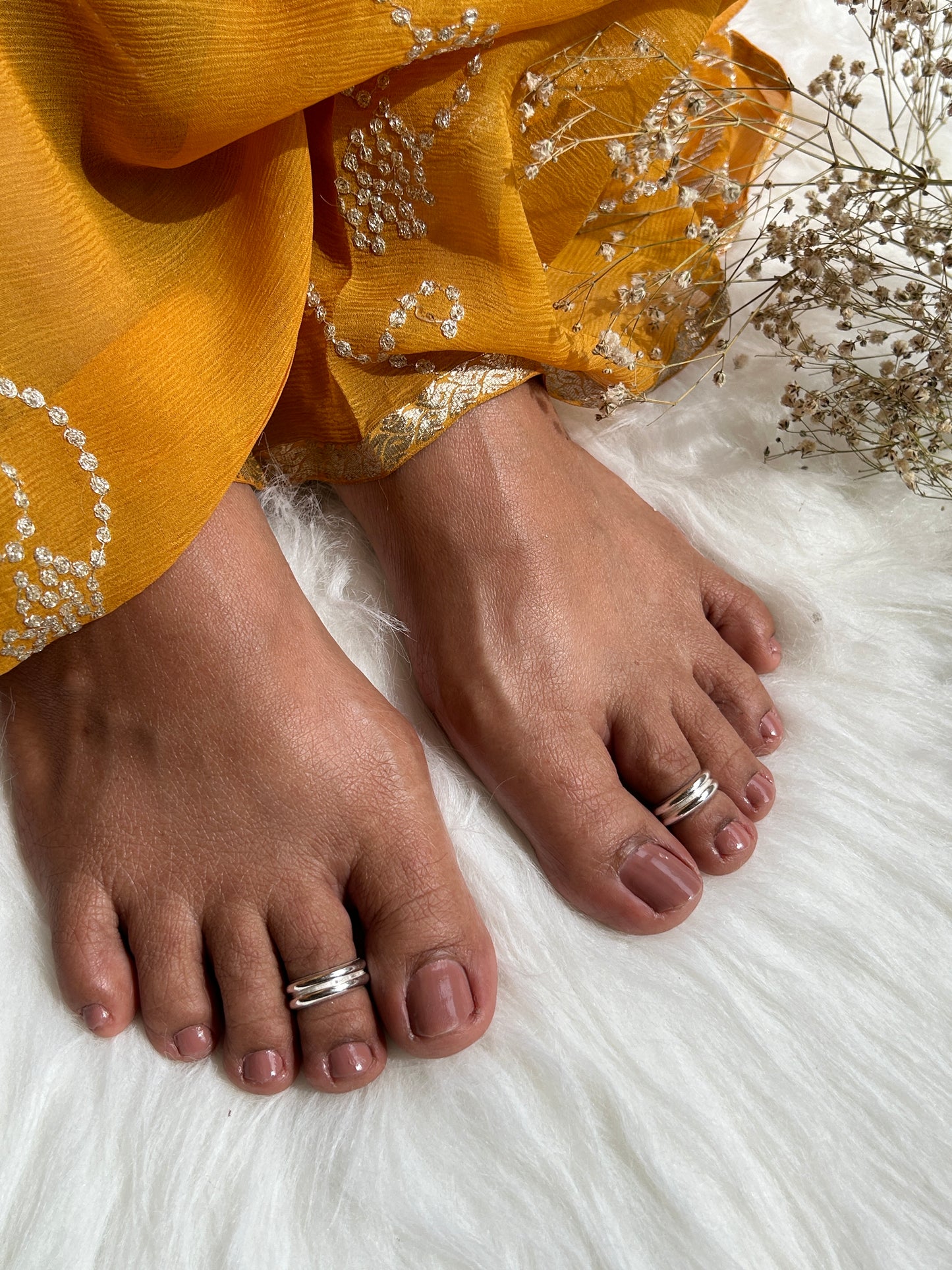 Silver Double Band Toe Ring