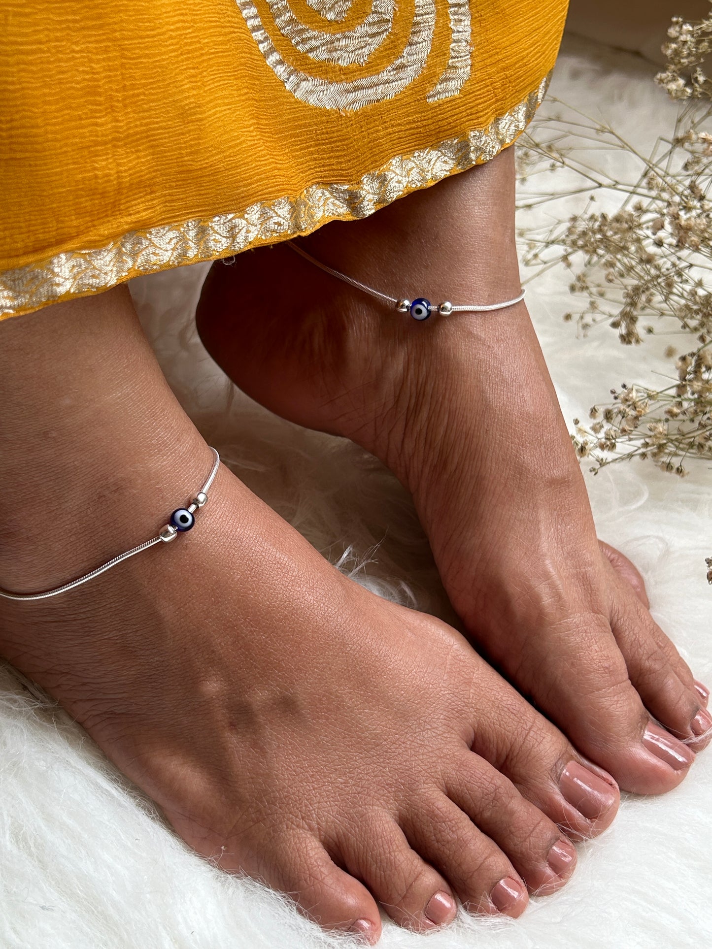 Silver Evil Eye Anklet
