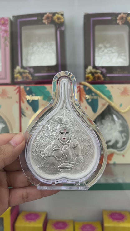 Pure Silver Bal Gopal Leaf Photo Frame | 999 Silver Hallmarked | (Small)