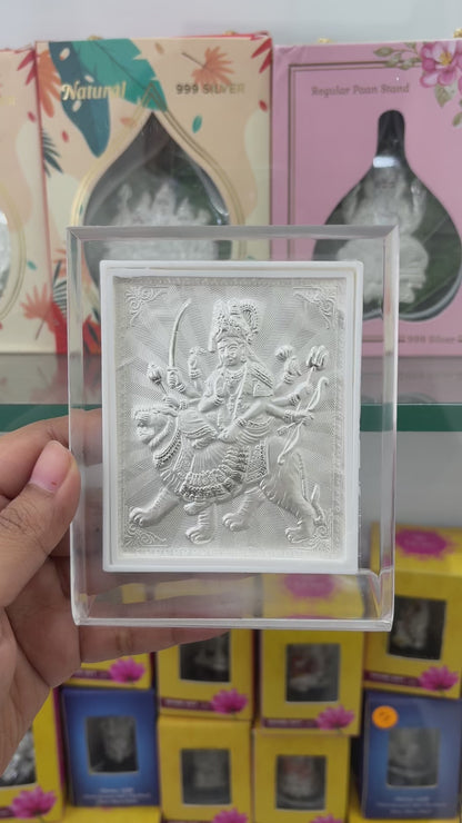 Pure Silver Durga Ma Photo Frame | 999 Silver Hallmarked