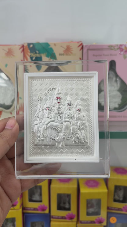 Pure Silver Shiv Parivar Photo Frame | 999 Silver Hallmarked
