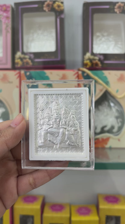 Pure Silver Shiv Parivar Photo Frame | 999 Silver Hallmarked | (Small)