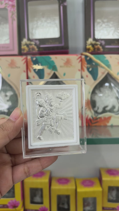 Pure Silver Hanuman Ji Photo Frame | 999 Silver Hallmarked | (Small)