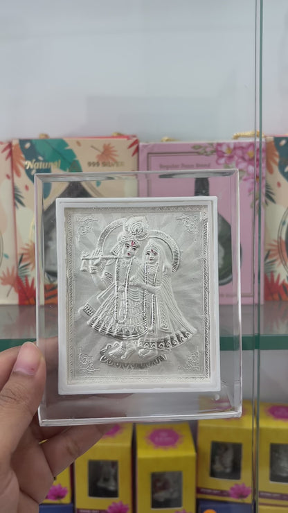 Pure Silver Radha Krishna Photo Frame | 999 Silver Hallmarked
